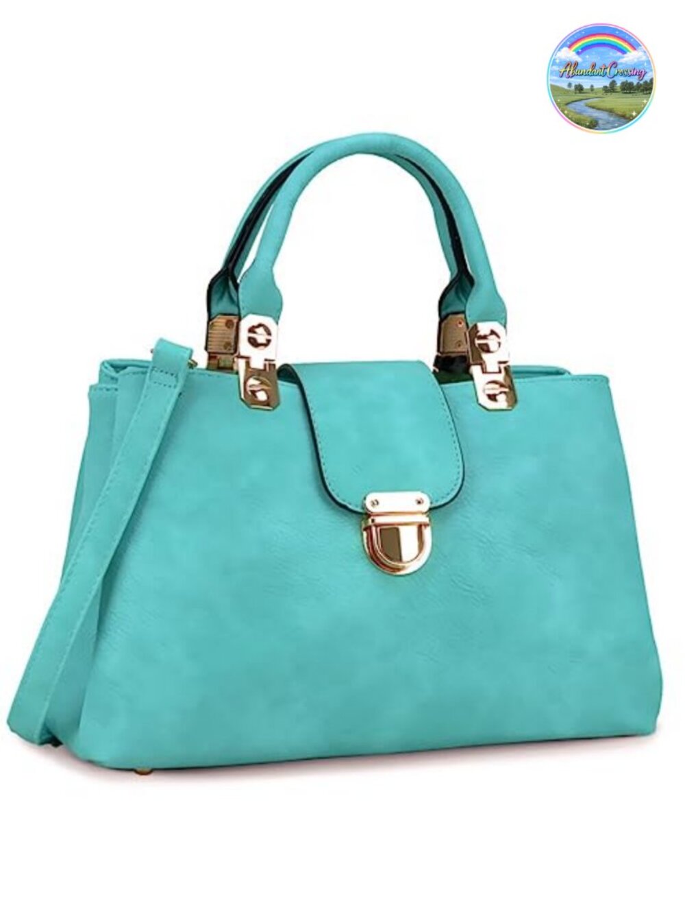 Vegan Leather Satchel Top Handle Purse Medium Tote Detachable Strap